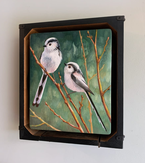 original painting long-tailed tits