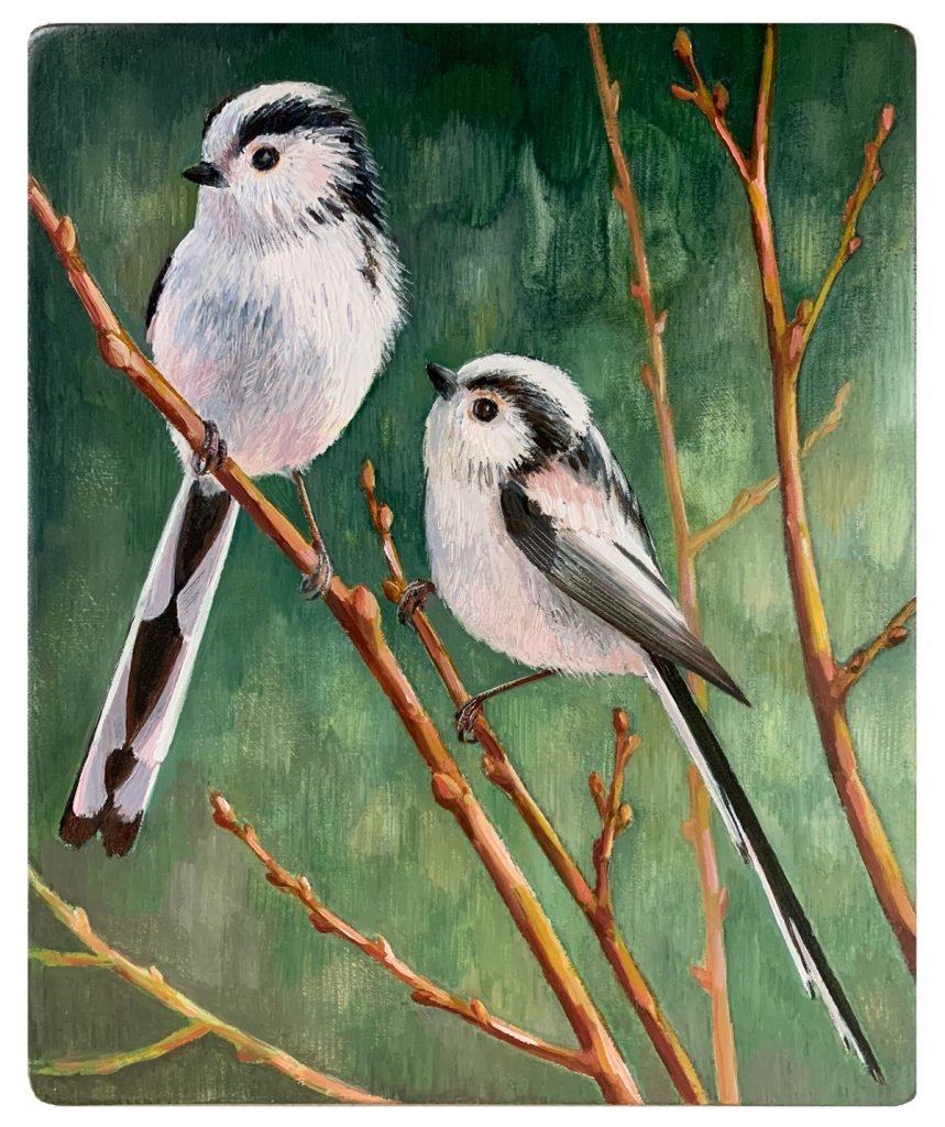 Original painting Long-tailed Tits