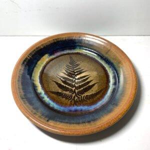 Fern serving plate vintage studio pottery