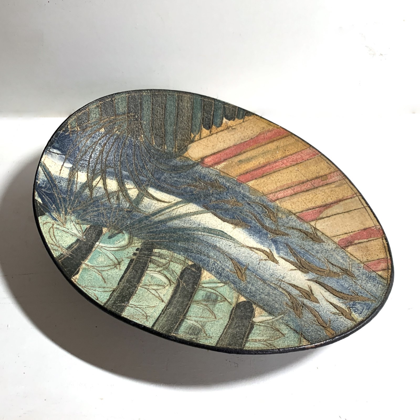 Laurel Keeley | Stoneware Bowl | Sgraffito Fish & Foliage 2 Laurel Keeley | Stoneware Bowl | Sgraffito Fish & Foliage - Image 2